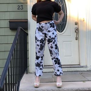 Spiegel black and white floral printed pants